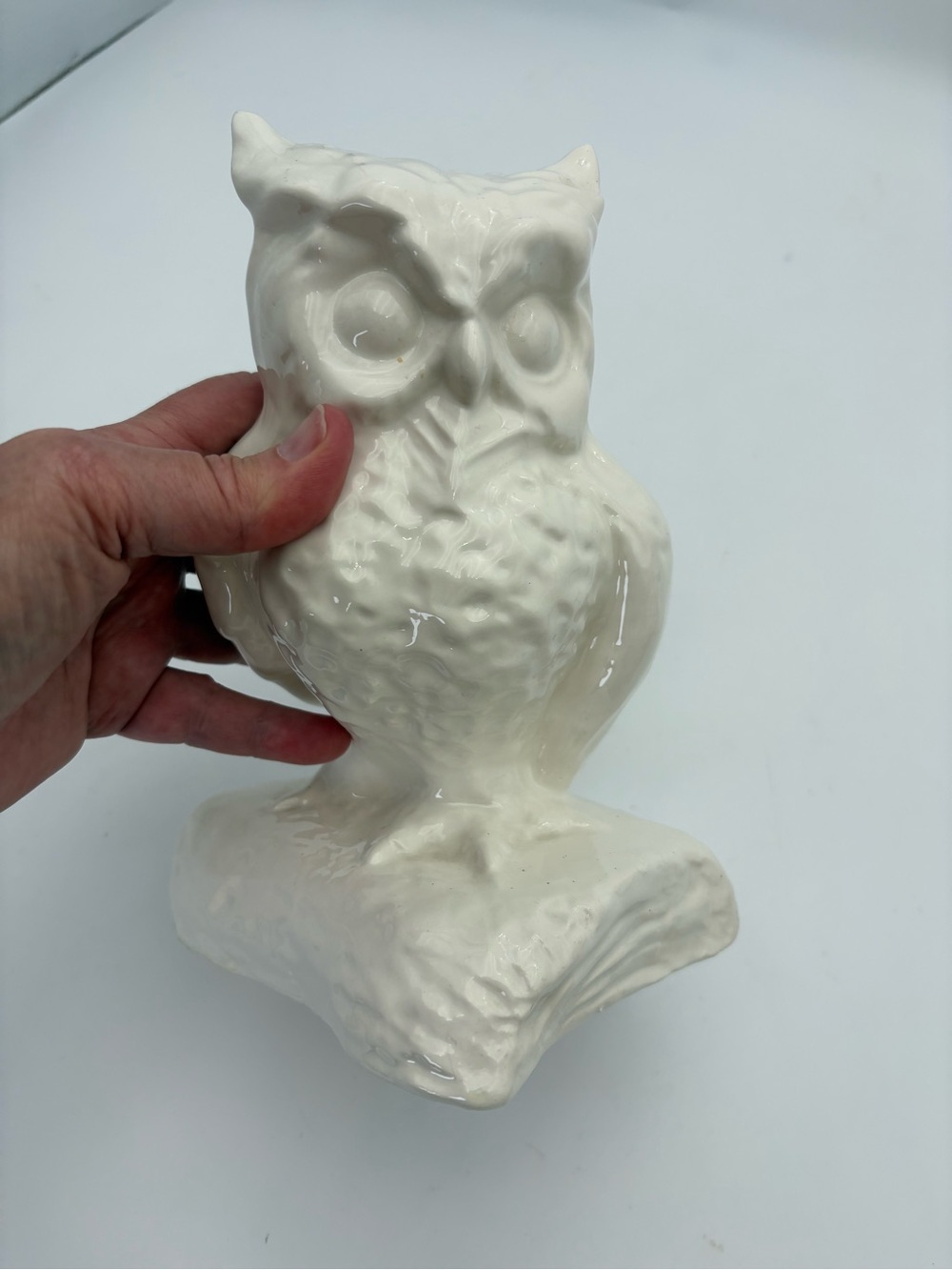 Vintage Ceramic Owl Vase - White Home Art Decor